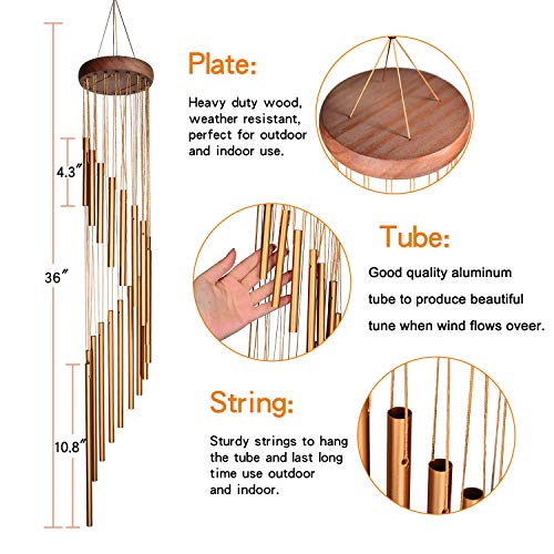 Wind Chimes for Outside,Memorial Windchimes Outdoor Clearance,36 inches Memorial Wind Chimes with S Hook for Home Garden Decoration