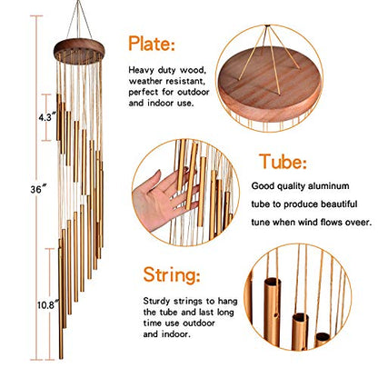 Wind Chimes for Outside,Memorial Windchimes Outdoor Clearance,36 inches Memorial Wind Chimes with S Hook for Home Garden Decoration