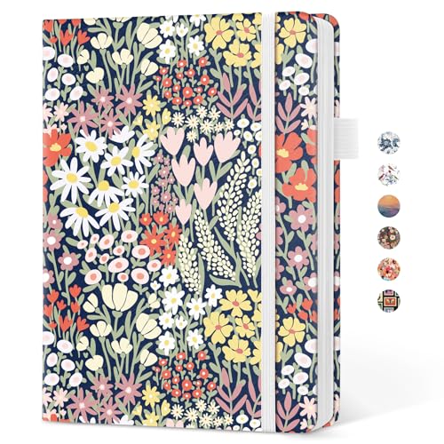 Taja Pretty Lined Journal for Women, Aesthetic Cute Hardcover Leather Journal for Writing, A5 College Ruled Notebook for Work & Note Taking, Perfect for Office School Home, 160 Pages, Petite Blooms - color: S-Petite Blooms, style: A-Lined