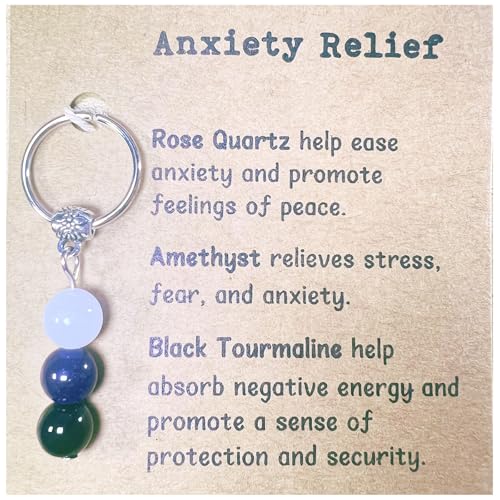 Natural Crystals Keychain, New Beginnings Gifts for Women, Birthday Gift for Women, Keychain for Relieving Anxiety - color: Anxiety Relief