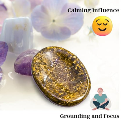 Amazing Gemstone Bronzite Worry Stone Crystals and Healing Stones - Stress Relief Gifts - Piedra Crystal Fidget for Meditation, Relaxation - Unique Stocking Stuffers and Birthday Gift - color: Bronzite