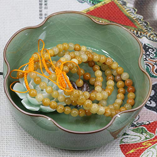 Keleny Natural Gemtone 6mm Round Beads Crystal Adjustable Braided Macrame Tassels Bracelets Unisex - color: Multicolor Yellow Quartzite