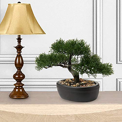 Artificial Bonsai Tree Juniper Faux Plants Indoor Small Fake Plants Decor with Ceramic Pots for Home Table Office Desk Bathroom Shelf Bedroom Living Room Farmhouse Decorations - style: Japanese