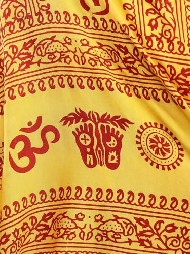 Exotic India Women's Polycotton Prayer Shawl with Printed Om Namah Shivai | Religious Pooja Mandir Wrap Stole, Scarves