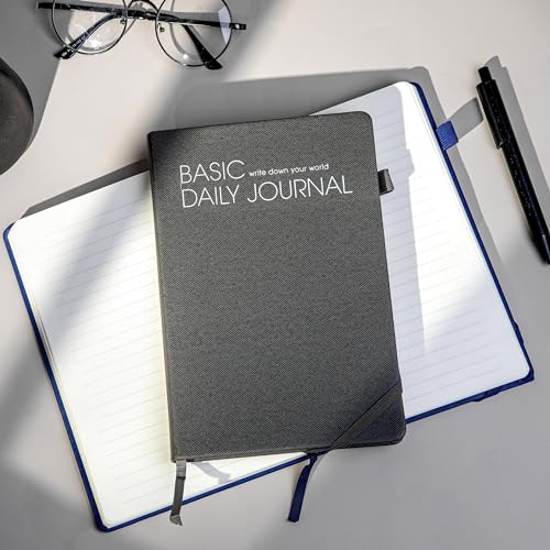CAGIE Lined Journal Notebook for Work 256 Pages Hardcover Journals for Writing with Pen Loop A5 Daily Journaling Notebooks with Pocket, 5.7" x 8.3", Grey - color: 01 grey