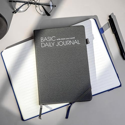 CAGIE Lined Journal Notebook for Work 256 Pages Hardcover Journals for Writing with Pen Loop A5 Daily Journaling Notebooks with Pocket, 5.7" x 8.3", Grey - color: 01 grey