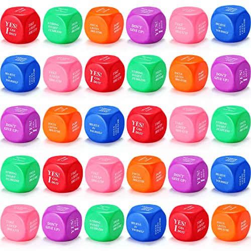 30 Pcs Motivational Stress Ball Bulk Quote Inspirational Foam Cubes Balls Stress Relief Employee Appreciation Gift for Coworkers Kids Adult Motivating Encouraging (Multi Colors) - color: Multi Colors
