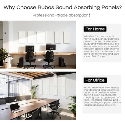 BUBOS 4 PCS Fabric Acoustic Panels, 23.6''x11.8''x1'' Self-Adhesive Soundproofing Panels for Home Studio, Office & Living Room, Sleek Design to Eliminate Echo, Fabric-Clad Off-White - color: Beige, size: 23.6''x11.8''