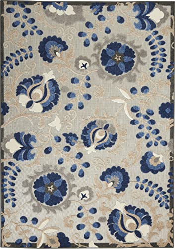 Nourison Home Aloha Natural Blue 5'3" x 7'5" Area Rug - Easy Clean, Non Shedding, Bed Room, Living Room, Dining Room, Kitchen (5' x 8') - color: Natural Blue, size: 5'3" x 7'5" (Rectangular)