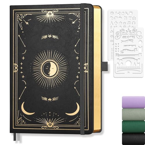 Dotted Journal for Women Men, 192 Pages A5 Notebook Journal, Hardcover Notebook with 100Gsm Thick Pages, Leather Note Book for Writing, Travel, Business, Office, Prayer 5.7 x 8.3,Black - color: Black, style: Dotted