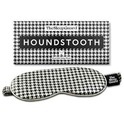 Pure Silk Sleep Mask [100% 6A Mulberry Silk, 22 Momme] Light Blocking Travel Essentials. Eye Masks for Sleeping. Black Oeko-Tex Blindfold. Eye Covers for Men & Women - color: Houndstooth