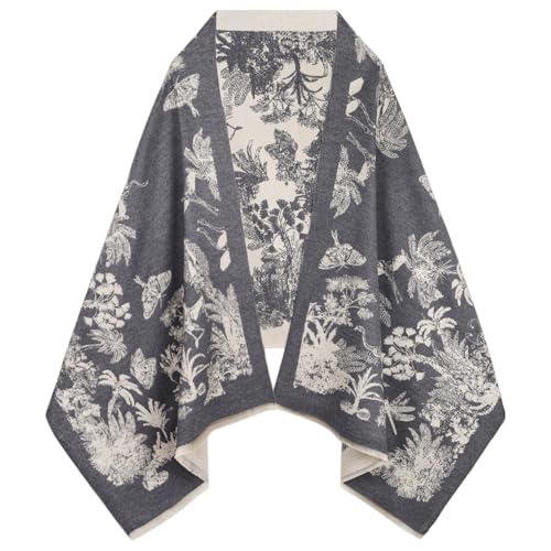 EXTREE Scarfs for Women Pashmina Silky Shawl Wrap for Evening Dressing Blanket Open Front Poncho Cape