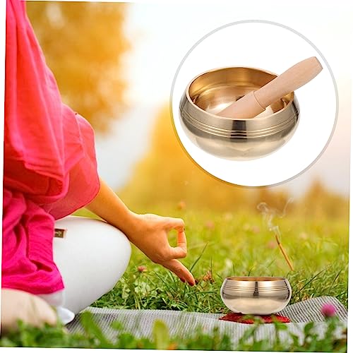 TOYANDONA Handcrafted Tibetan Singing Bowl for Meditation and Yoga Copper Bowl with Mallet Portable Relaxation Sound Holder for Mindfulness and Deep Tones - size: 9.5x9.5x6cm