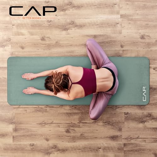 CAP Barbell 1-Inch High Density Exercise Yoga Mat with Strap | Multiple Colors - color: Green