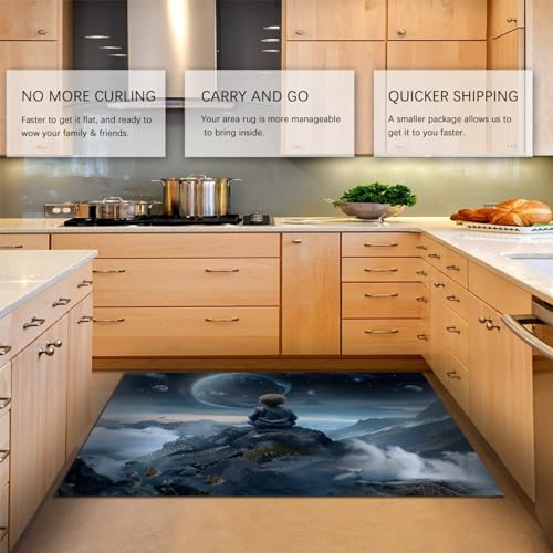 Modern Rectangle Area Rug, 5'x6' Rug Non-Slip Machine Washable Rugs Meditation Theme Yoga Mat Mountain View Prints Large Carpets - size: 5'x6' (152cm x 183cm）