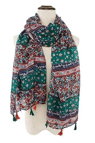 YOUR SMILE Large Boho Scarf for Women Lightweight Floral Printed Scarves Fall Winter Fashion Fringed Shawl wraps - color: 29