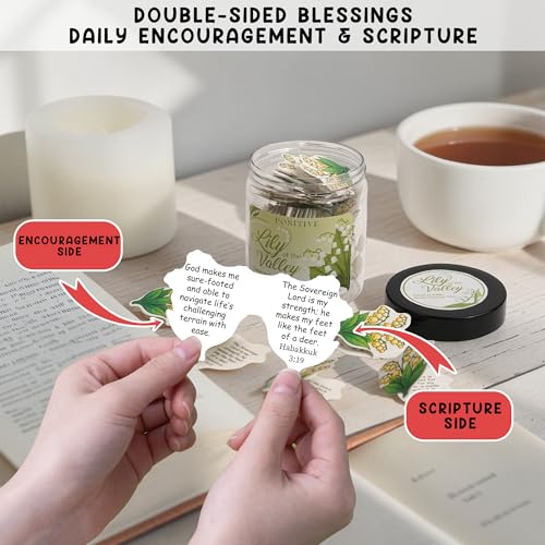 Positive Lily of the Valley Jar with 60 Double-Sided Bible Verse Cards, Mothers Day Gifts For Mom From Daughter, Christian Gifts For Women - style: Positive lily of the valley