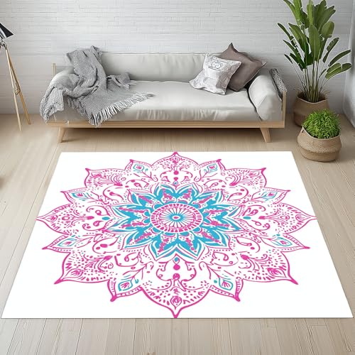 Mandala Indian Washable Area Rug for Living Room Spiritual Meditation Bedroom Rugs Home Decor Carpet Non Slip Bohemian Circular Indoor Outdoor Rugs Kitchen Mats for Floor Office Large Rug 6x9 ft - size: 6x9ft