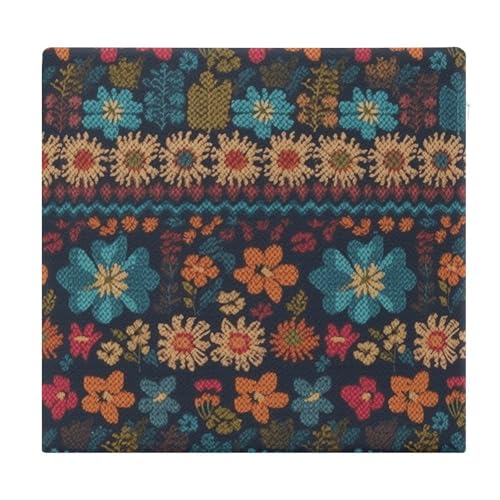 Colorful Knitted Pattern Degrees of Comfort Meditation Floor Pillow, Square Large Pillows Seating for Adults, Tufted Corduroy Cushions for Outdoor Yoga Tatami Fireplace Living Room 15x15 Inch