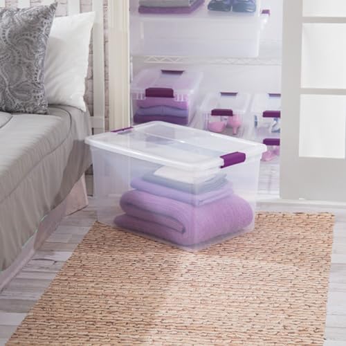 Sterilite 18-Pack 66 Quart ClearView Latch Box, Stackable Organizer Bins with Latching Lids - Clear Plastic Organization Containers for Closet, Bedroom, Shelving Units and Everyday Home Storage - size: 18 Pack, style: 66 Quart