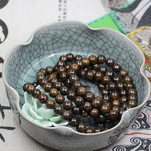 Amandastone Natural Gemstone 8mm Round Beads Stretch Bracelet 7 Inch - color: Bronzite