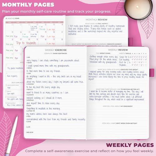 Clever Fox Self-Care Journal – Daily Reflection Notebook – Mental Health & Personal Development Planner, Meditation & Mood Log, A5 (Violet Blossom) - color: Violet Blossom, size: A5 (5.8'' x 8.3'')