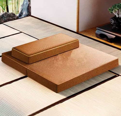 Large Meditation Cushion Mat Set Thick Yoga Mat Bolster Floor Pillows Seating for Adults Upgraded Meditation Accessories(Size:24x24inch,Color:Light brown1) - color: Light Brown1, size: 24x24inch