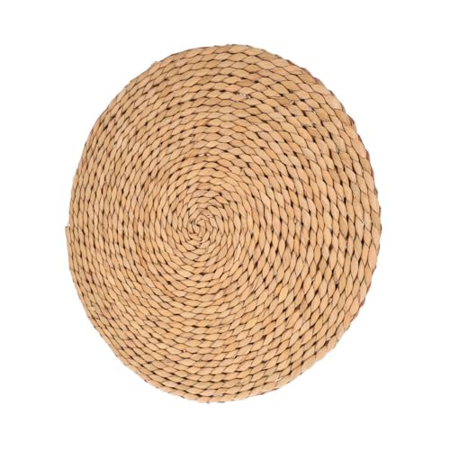Woven Round Meditation Cushion Floor Pillow Thick Genuine Straw Pad 1.5cm Thick 40cm Diameter Indoor Seating Cushion for Yoga and Meditation