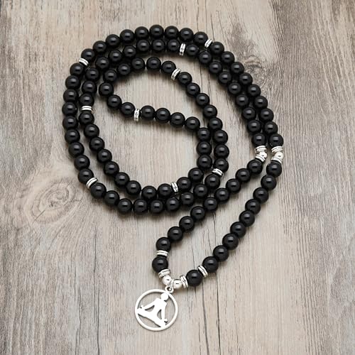 Yoga Charm 108 Mala Zen Buddha Beads Bracelet Necklace for Men or Women