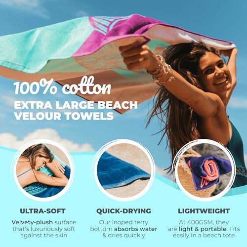 Nova Blue Dolphin Beach Towel – Tropical Blue & Purple Colors with A Unique Design, Extra Large, XL, Pool Towels (34”x 63”) Made from 100% Cotton - color: Dolphin