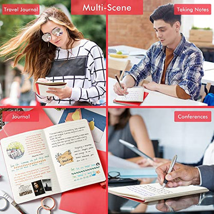 feela 8 Pack Soft Cover Journal Bulk, Notebooks College Ruled for Work, Lined Travel Journal for Women Men, Note Taking Notebook School Supplies Business Writing, 8.2” x 5.5”, A5, Red - color: 8 Red