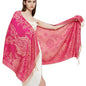 Pashmina Shawl Wrap with Ethnic Paisley Two Tone Jacquard Scarf for Women - color: Paisley-fuchsia