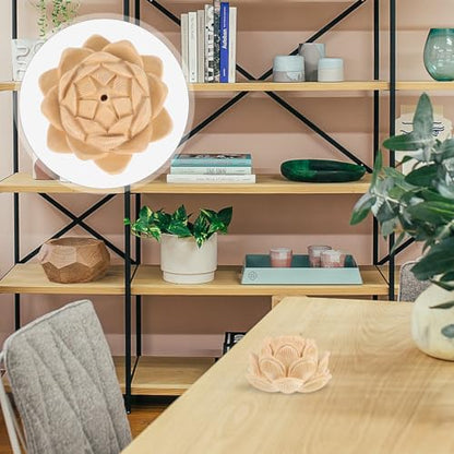 BESTonZON Carved Multi-Layer Lotus Statue Small Wood Lotus Sculpture Tabletop Decorative Figurine for Home Décor and Zen Centerpiece