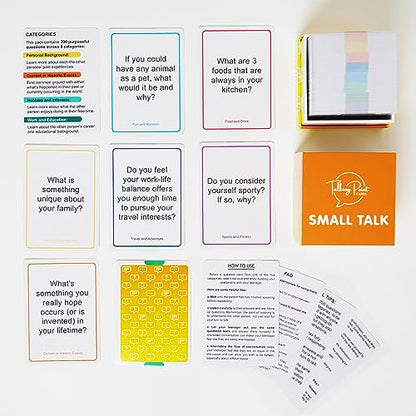200 Icebreaker Conversation Cards for Adults, Work & Couples - Small Talk Question Deck for Date Night, Family Dinners, Team Building & Parties - Get to Know You Card Game with 8 Topic Categories