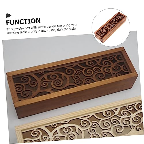 Decorative Wooden Storage Box Lid Rustic Hollow Design for Jewelry Keepsakes and Souvenirs Compact and Lightweight Wooden Box for Home Decor and Organization