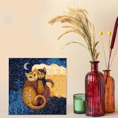 SiuSue Mystical Boho Witchy Moon Starry Cat Spiritual Canvas Wall Art Poster Prints Artwork Pictures Framed for Home Kids Room Bedroom Living Room Meditation Room, 12x12 Inch - color: Cat-7