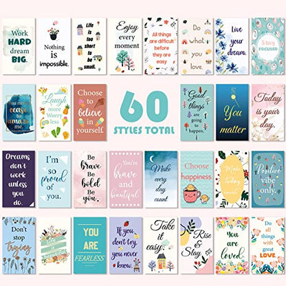 Jinei 300 Inspirational Affirmation Cards Bulk Daily Positive Motivational Gifts Cards Small Mini Encouragement Quotes for Women Coworker Team(Flower Style) - style: Flower Style