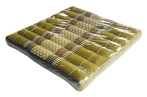 Floor Cushions Thai Cushion Meditation Zabuton Thai Style Soft Stuffed Filled Kapok Size 20"x20"x3" (Green)