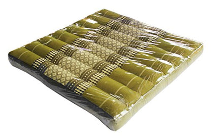 Floor Cushions Thai Cushion Meditation Zabuton Thai Style Soft Stuffed Filled Kapok Size 20"x20"x3" (Green)