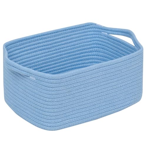 CubesLand Cube Storage Organizer Basket Bin, Cube Shelf Shelves Cotton Rope Basket, Durable Woven Rectangular Basket for Organizing, Nursery Toys Basket, 14x10x7.08IN Blue Basket - color: Blue, size: 14''x10''x7.08''