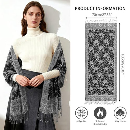 E-Clover Pashmina Shawl Wraps for Women Evening Dresses Elegant Soft Rave Scarf Festival Reversible Men Scarves