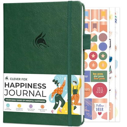 Clever Fox Happiness Notebook – Daily Positivity Journal for Women with Prompts & Positive Quotes – Affirmation & Self Esteem Gifts (Forest Green) - color: Forest Green