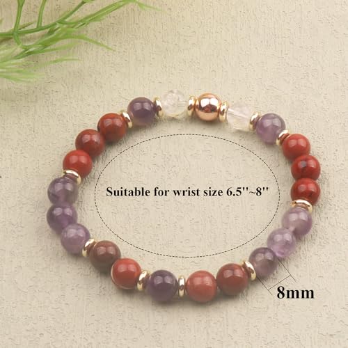 KSQS Healing Stone Bead Bracelet for Women, Natural Gemstones Balance Protection Bracelet, Spiritual Crystal Beads Bracelet Anxiety Relief with Meaning Card - style: Health