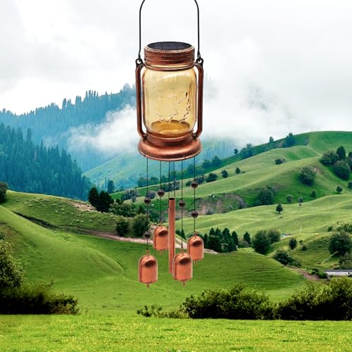 Solar Wind Chimes for Outside, Birthday Mother' s Day Gifts for Mom Women Grandma,Solar Mason Jar Wind Chime Light Unique Hanging Wind Chimes Outdoor,IP65 Waterproof, Yard Garden Terrace Courtyard - size: 1 pack-Mason jar wind chime