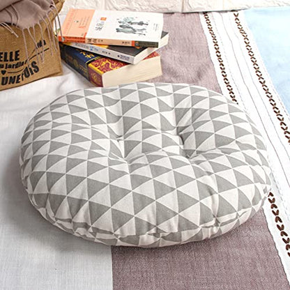 Round Corduroy Floor Pillow Super Soft Breathable Seat Cushion Four Seasons Tatami Meditation Cushion for Indoor Dining Living Room Kitchen-Grey 60cm(24inch)