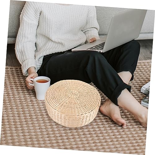 Natural Straw Woven Meditation Cushion Simple Style Floor Mat for Yoga and Relaxation Comfortable Seating Pad for Home and Zen Practices Height