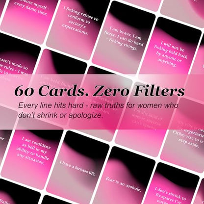 Badass Affirmation Cards, Sassy Affirmations, 60 Affirmation Deck for Girls, Inspiring Daily Quotes Encouragement Cards for Women Empowerment, Journal Prompts, Graduation Birthday Gift for Her