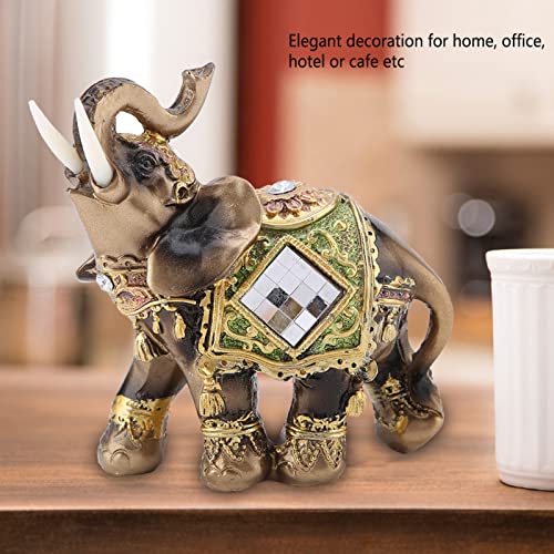 WAL FRONT Lucky Feng Shui Green Elephant Statue Sculpture Wealth Figurine Gift Home Decoration (Green Medium) - size: Green medium