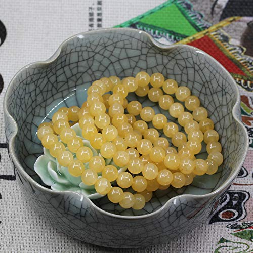 Keleny Gem Semi Precious Gemstones 8mm Round Beads Crystal Stretch Bracelets 7 Inch Unisex - color: Yellow Quartite
