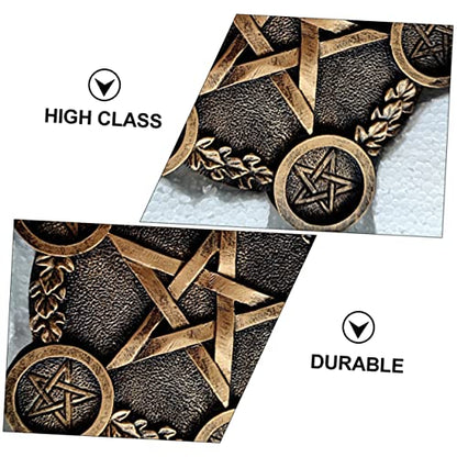 Healifty Pentacle Star Candleholder Decorative Sacrifice Prop Unique Desktop Altar Ornament Copper Plate Home Bar Restaurant Mystic Atmosphere